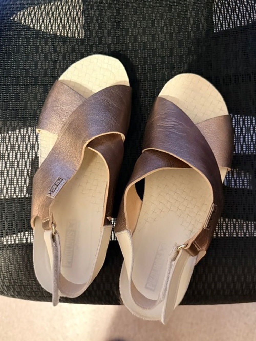 PIKOLINOS Bronze Metallic Crisscross Slingback Sandals - Worn Once!
